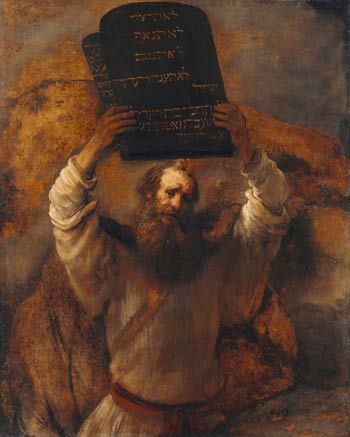 Moisés con los diez mandamientos de Rembrandt (1659).