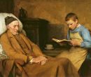 Niño leyendo a su abuelo enfermo (1893, Albert Anker)