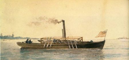 Pintura que retrata un modelo más avanzado del barco a vapor construido por John