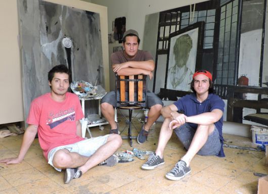 En el sur. Jorge Morocho (i), Rodrigo Molina y Xavier Coronel.